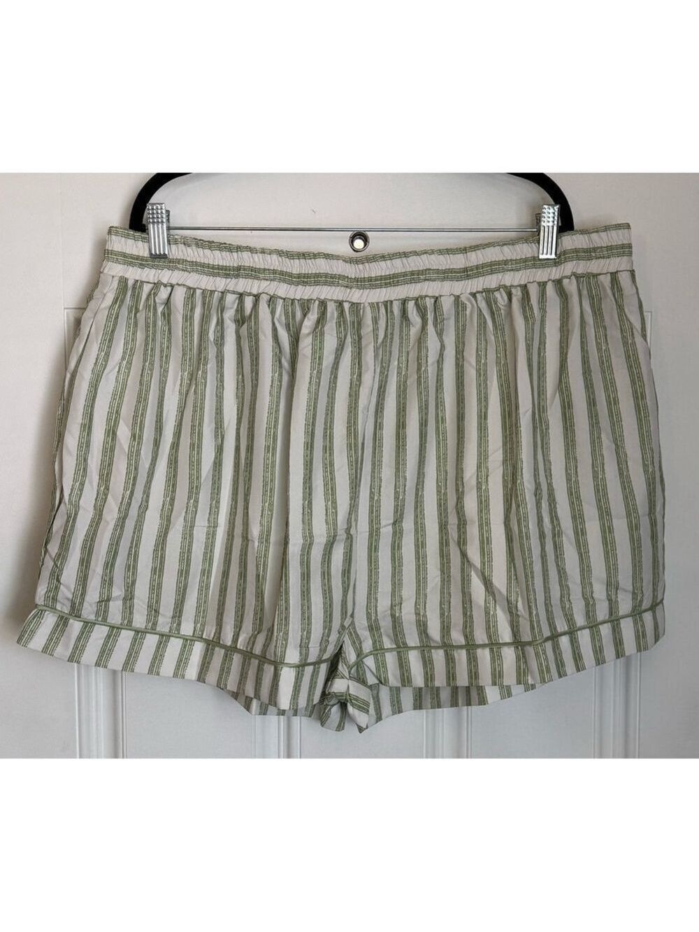 Princess Polly Striped Pajama Shorts Set Size 16 Green and White - Picture 6 of 11